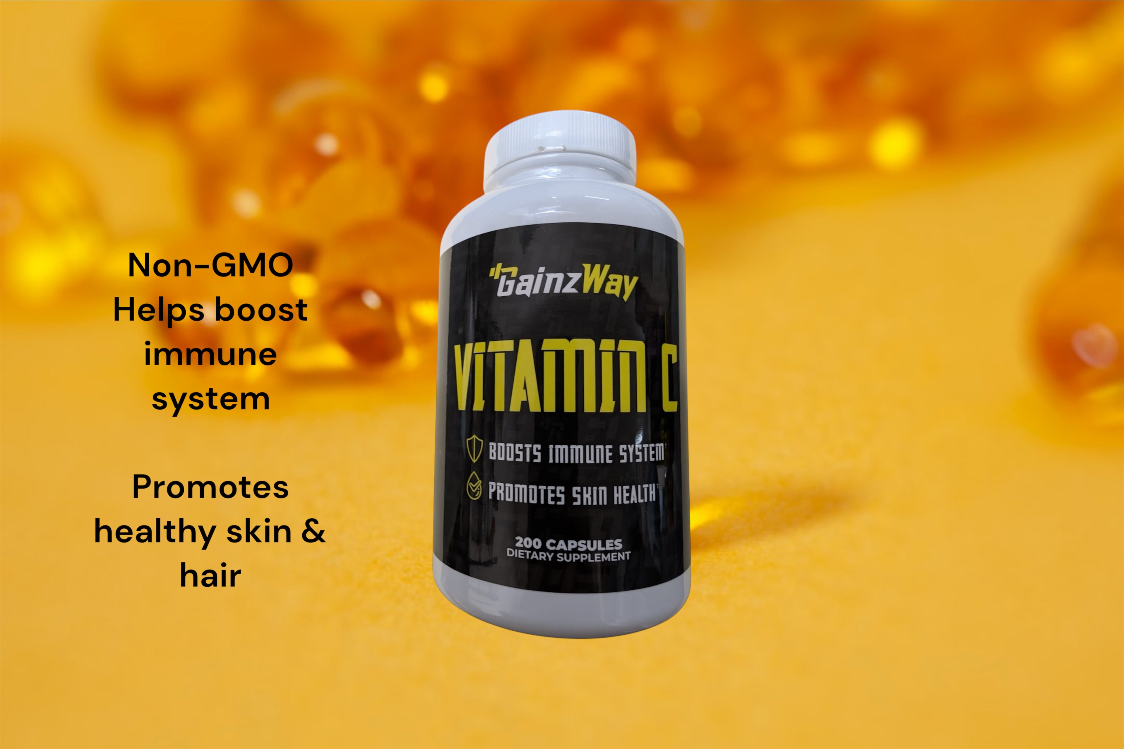 Gainzway Vitamin C Capsules, 1500 mg, 200 Capsule Count, 100 Servings - Immune Support, Overall Health