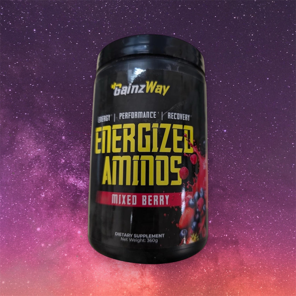 Gainzway Energized Amino Powder, Mixed Berry Flavor, 360g, 40 Servings – Supports Muscle Recovery & Energy, Pre-Workout